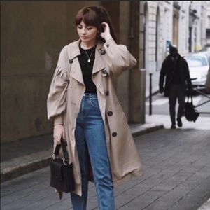 Free People Trench Coat Balloon Sleeves